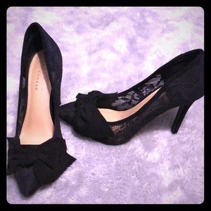 Lauren Conrad Black Lace Heels with bow